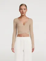 Amelia Cropped Long-Sleeve Wrap Top