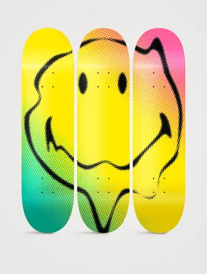 Skateroom x Smiley Acid House Triptych Skateboard Art