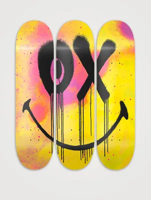 Skateroom x Smiley Mr A Triptych Skateboard Art