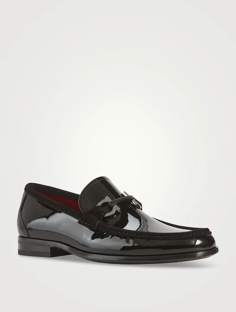 Patent Leather Loafers With Gancini Ornament
