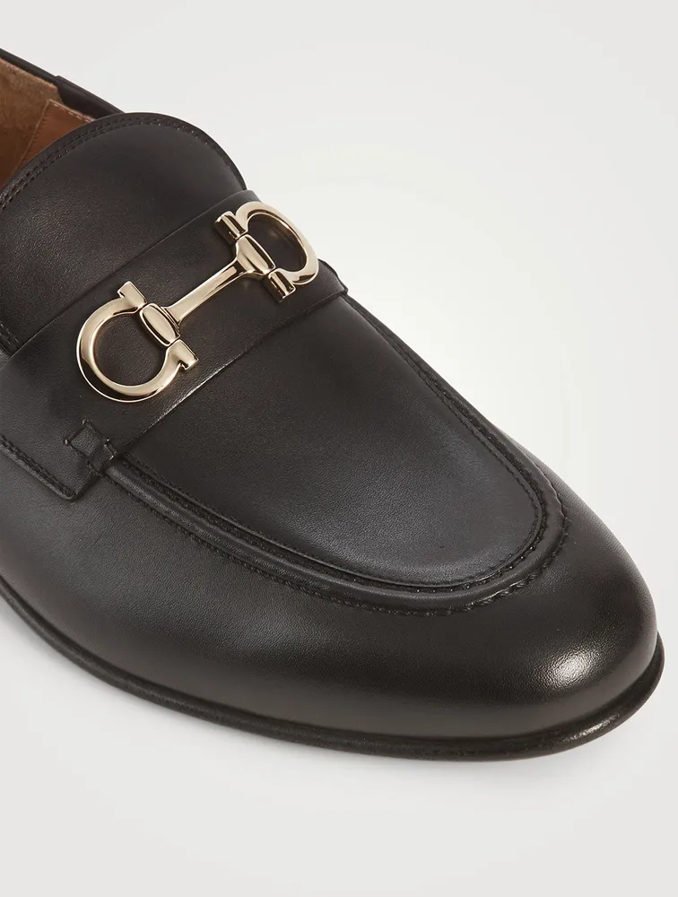Leather Loafers With Gancini Ornament