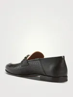 Embossed Leather Loafers With Gancini Ornament