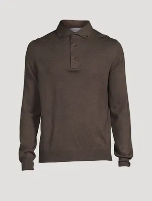 Wool Long-Sleeve Polo Shirt