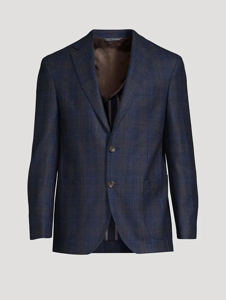 Denver Wool Silk And Cashmere Jacket Plaid Print