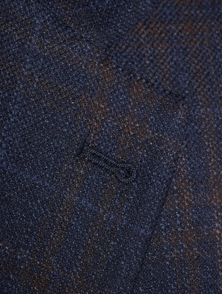 Denver Wool Silk And Cashmere Jacket Plaid Print