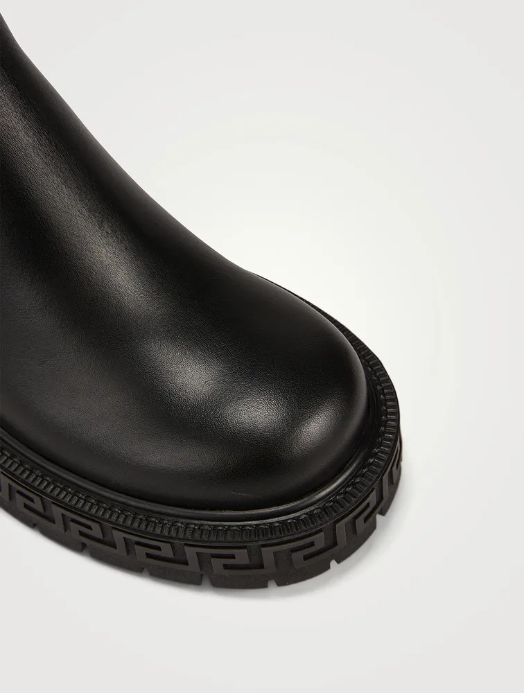 Greca Leather Chelsea Boots