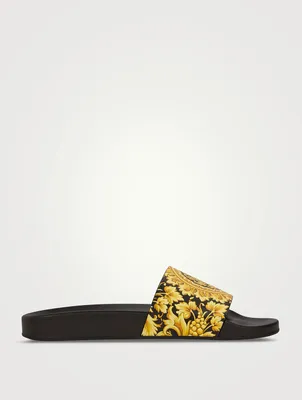 Barocco Leather Slide Sandals