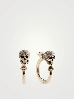 Mini Skull Hoop Earrings With Crystals