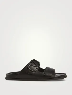 VLOGO Leather Slide Sandals