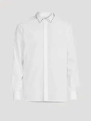 Cotton Shirt With Stud Collar