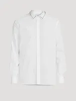 Cotton Shirt With Stud Collar