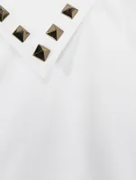 Cotton Shirt With Stud Collar