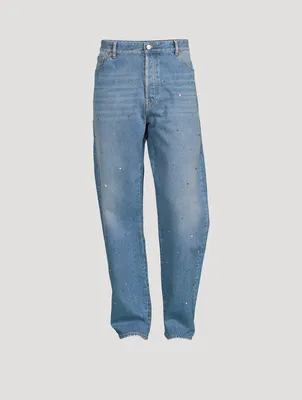 Straight-Leg Jeans With Rockstud Spike Studs
