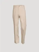 Cotton Gabardine Straight-Leg Pants