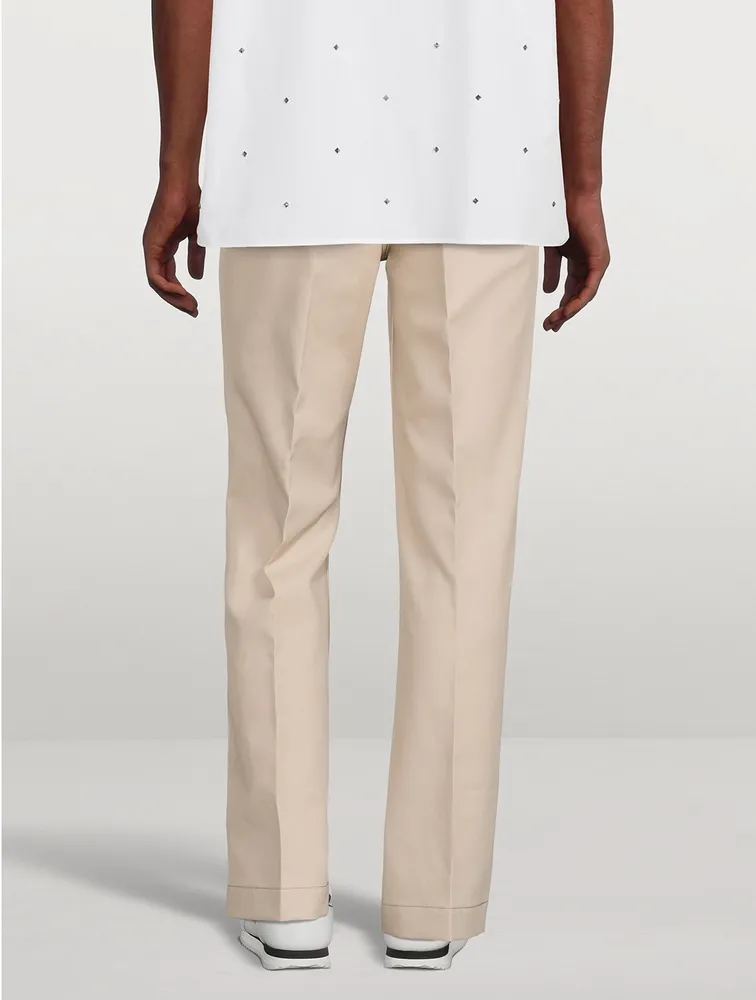 Cotton Gabardine Straight-Leg Pants