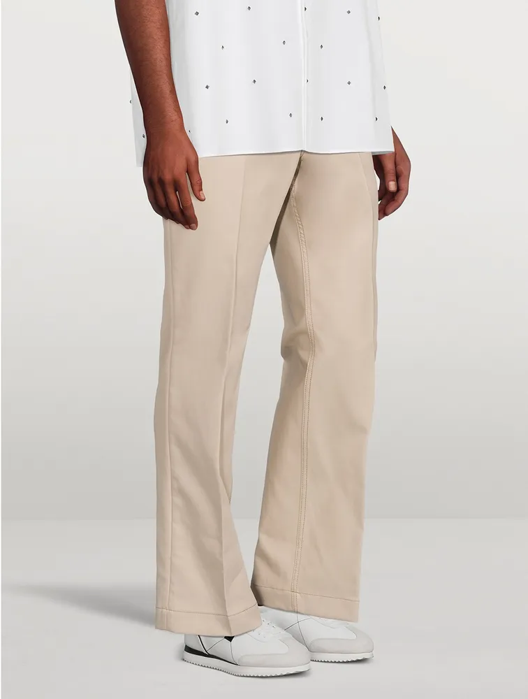 Cotton Gabardine Straight-Leg Pants