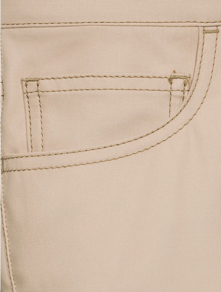 Cotton Gabardine Straight-Leg Pants