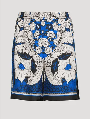 Silk Shorts Floral Bandana Print