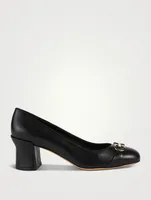 Double Gancini Leather Pumps