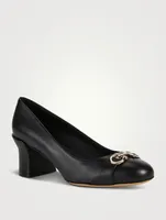 Double Gancini Leather Pumps