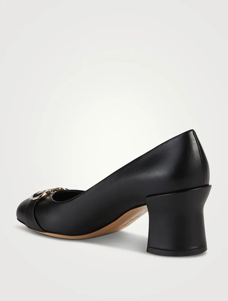 Double Gancini Leather Pumps