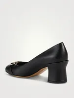 Double Gancini Leather Pumps