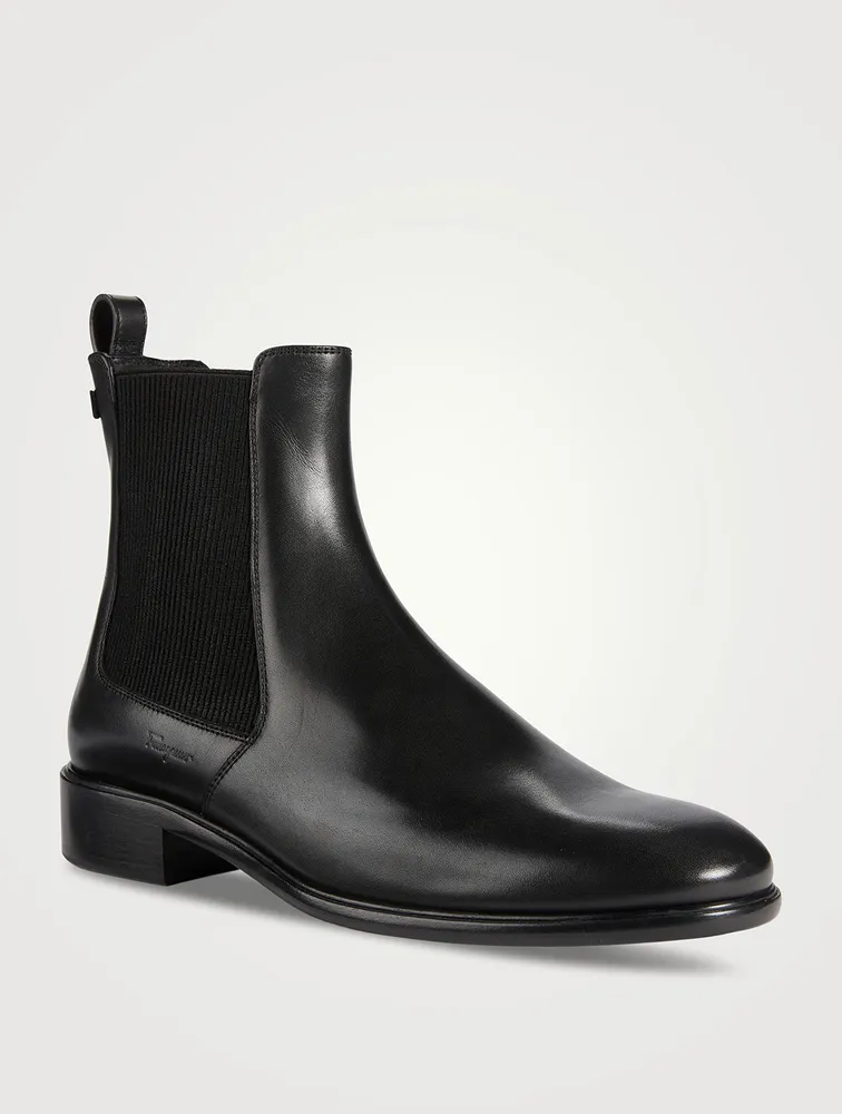 Oddo Double Gancini Leather Chelsea Boots