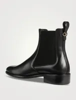 Oddo Double Gancini Leather Chelsea Boots