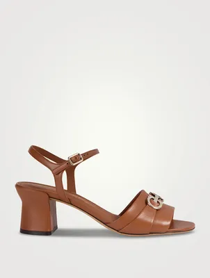 Double Gancini Leather Sandals