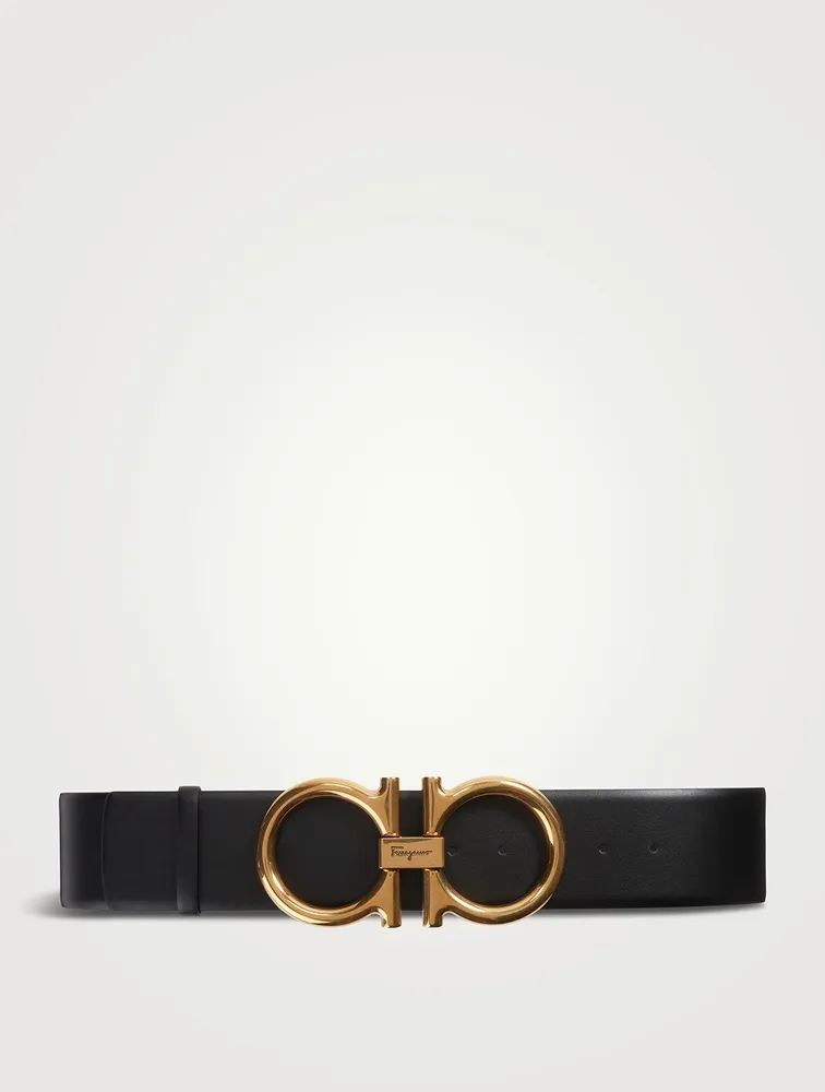 Wide Leather Gancini Belt