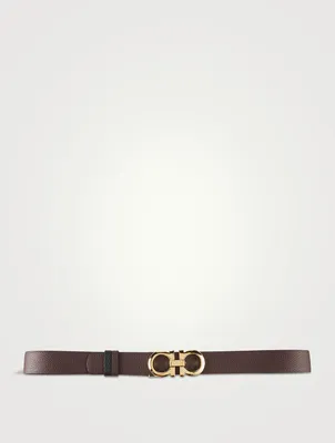 Reversible And Adjustable Gancini Leather Belt