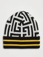 Wool And Cashmere Embroidered Beanie With Monogram