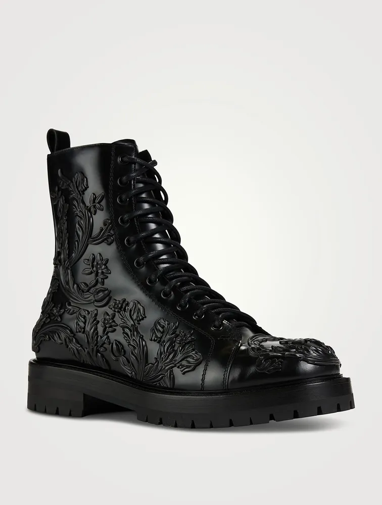 Barocco Leather Combat Boots