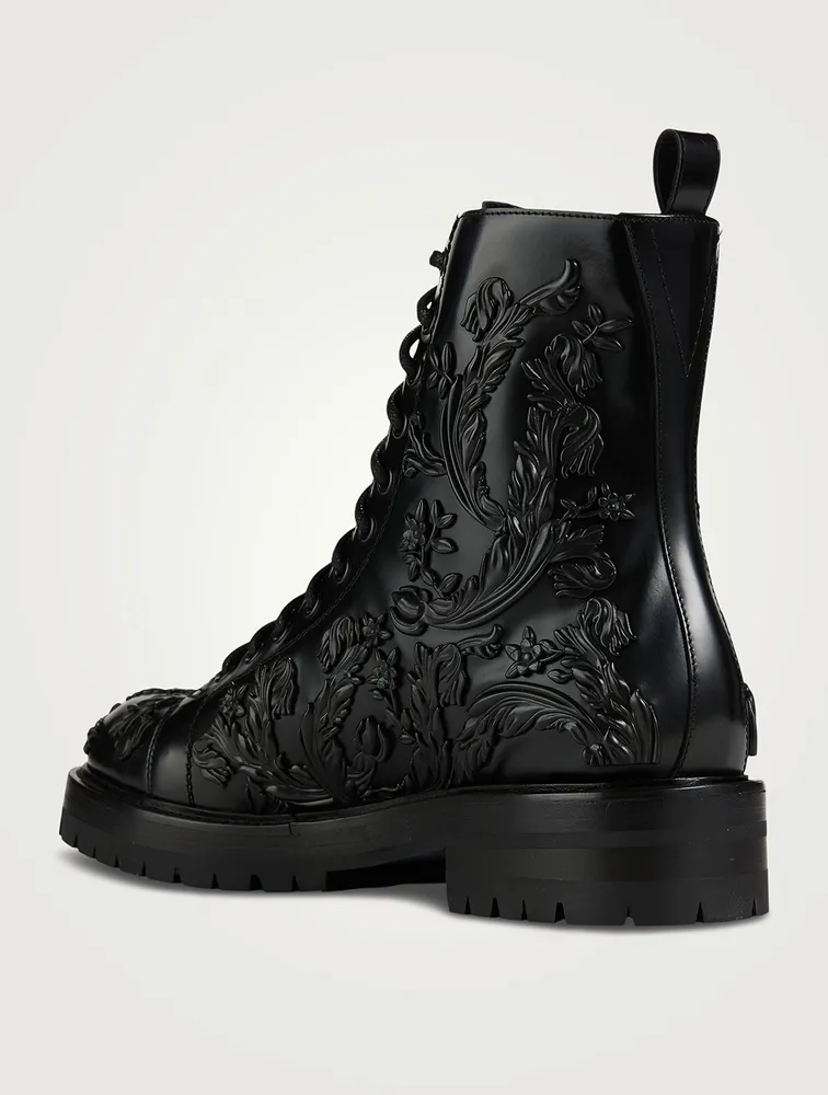 Barocco Leather Combat Boots