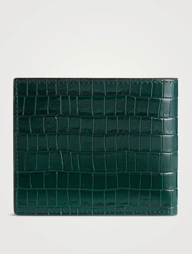 Glossy Leather Bifold Wallet In Croc Print