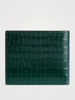 Glossy Leather Bifold Wallet In Croc Print