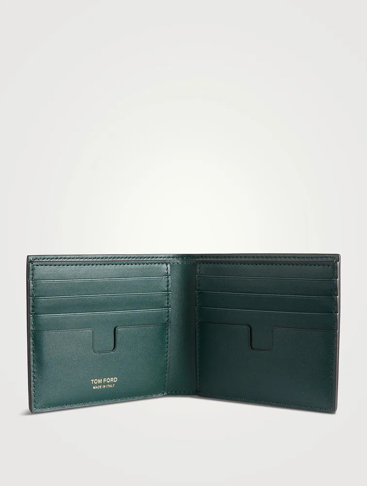 Glossy Leather Bifold Wallet In Croc Print