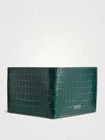Glossy Leather Bifold Wallet In Croc Print