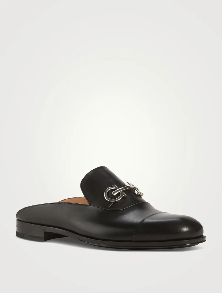 Gancini Leather Mules