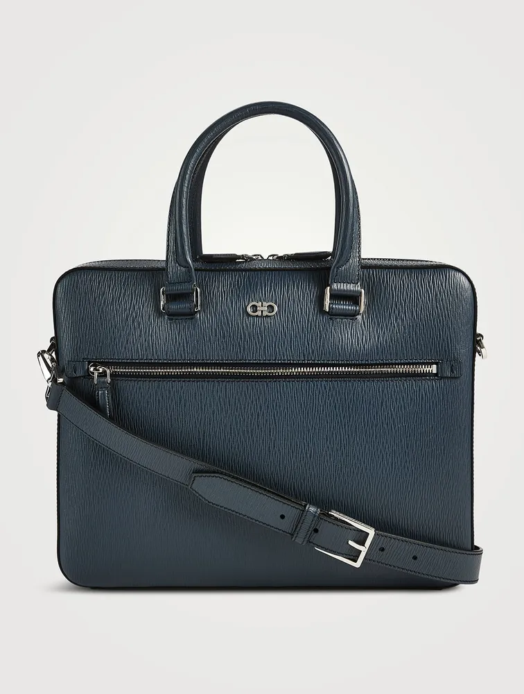 Gancini Hammered Leather Briefcase
