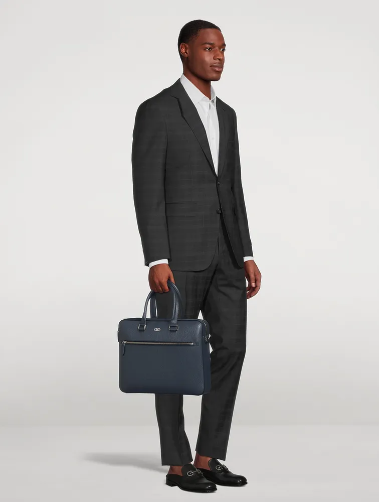 Gancini Hammered Leather Briefcase