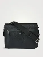 Gancini Leather Messenger Bag