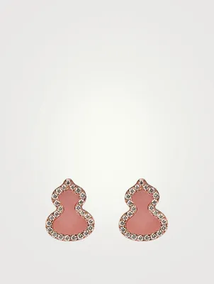 Wulu 18K Rose Gold Earrings With Pink Opal And Diamonds
