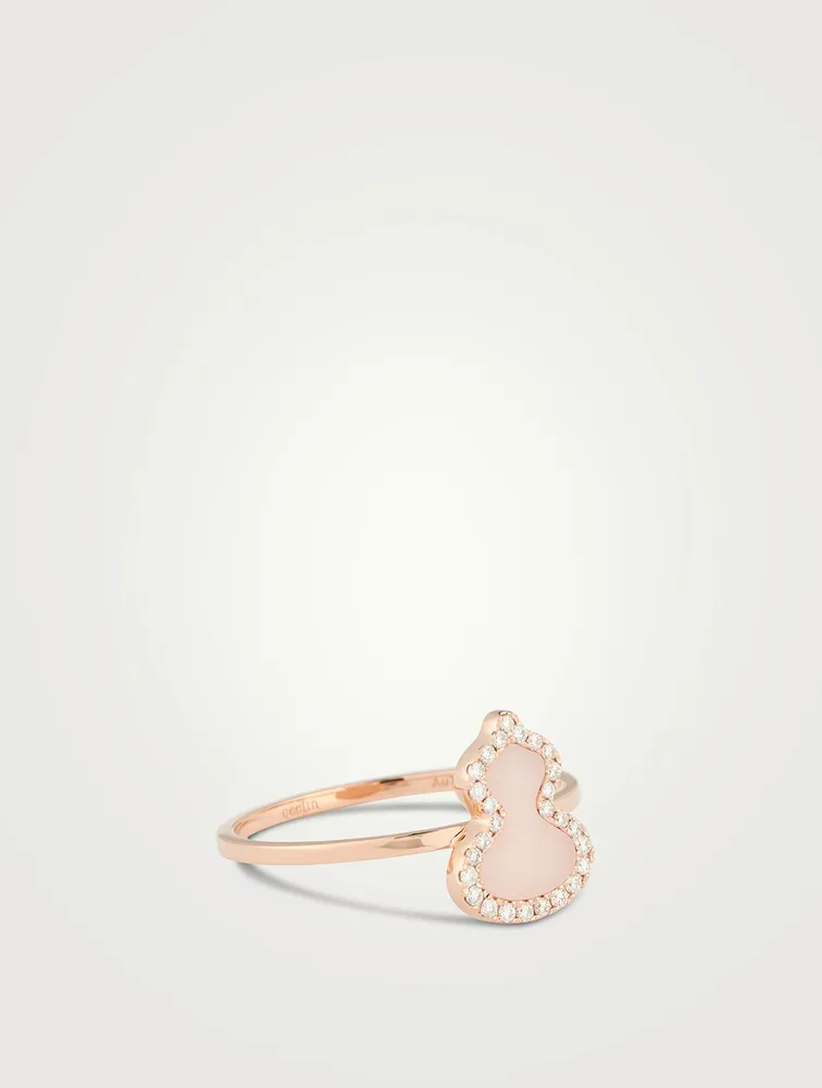 Wulu 18K Rose Gold Ring With Pink Opal And Diamonds