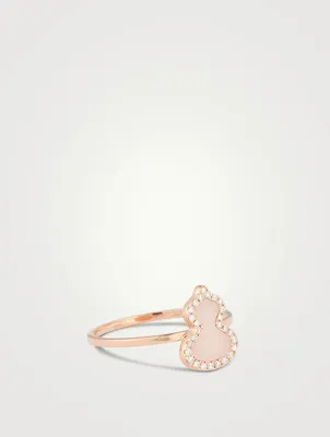 Wulu 18K Rose Gold Ring With Pink Opal And Diamonds