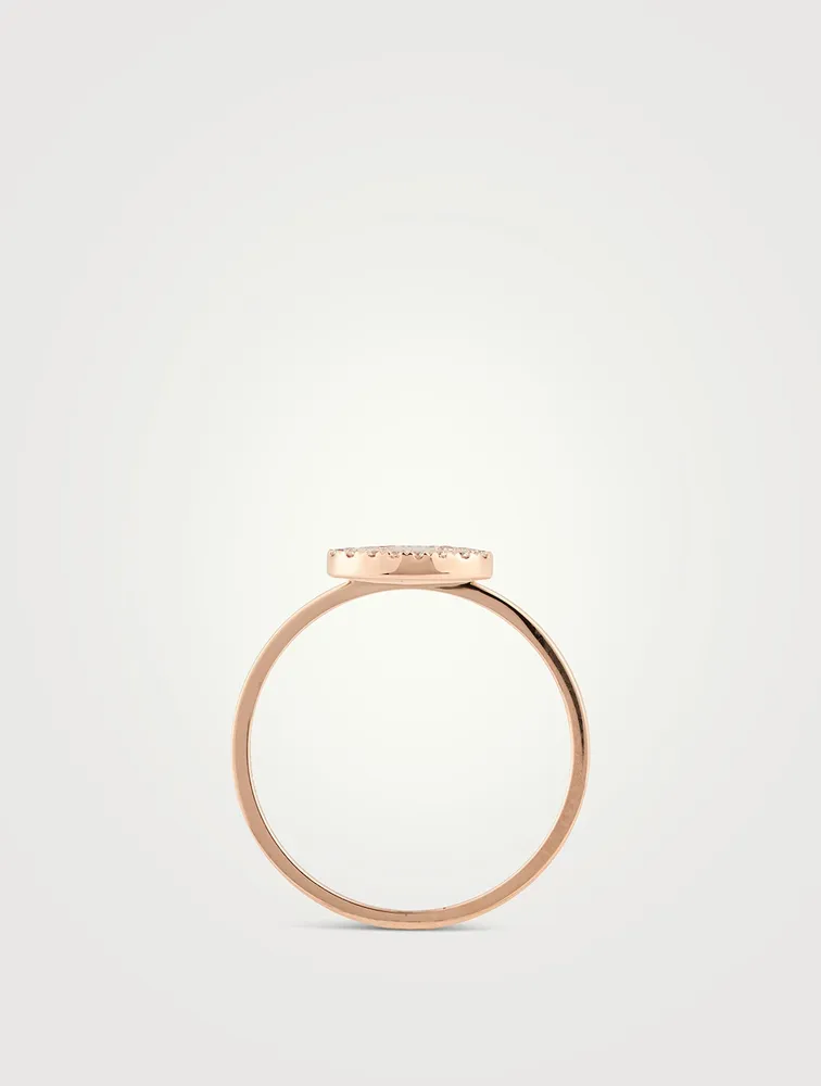 Wulu 18K Rose Gold Ring With Pink Opal And Diamonds