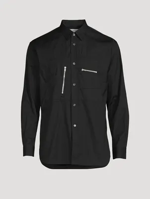 Cotton Poplin Shirt With Zippers