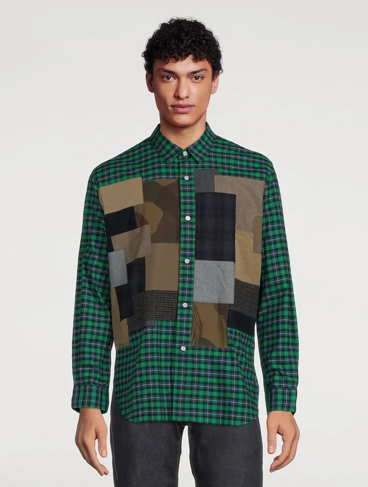 Cotton Patchwork Shirt Check Print