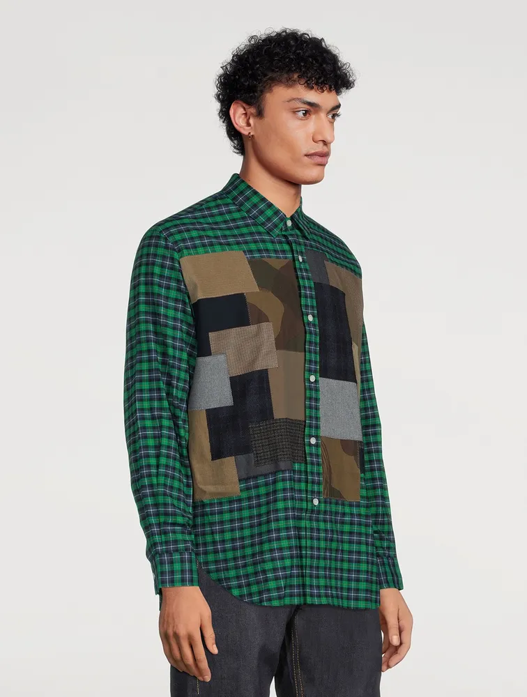 Cotton Patchwork Shirt Check Print