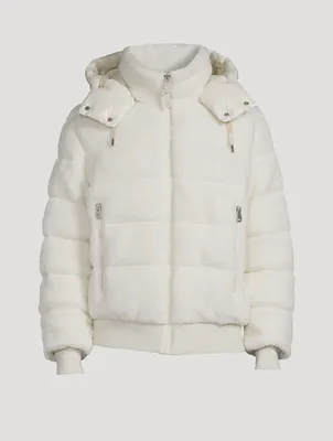 Adrian Teddy Down Bomber Jacket With Hood